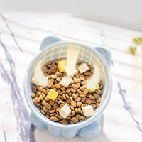 Tilted Elevated Ceramic Cat Bowl with Cat Ear Design