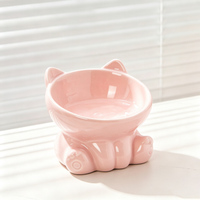 Tilted Elevated Ceramic Cat Bowl with Cat Ear Design