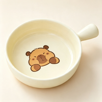 Cute Capybara Printed Ceramic Cat Bowl