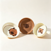 Cute Capybara Printed Ceramic Cat Bowl