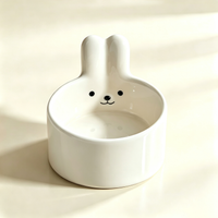 Cute Bear & Rabbit Ear Ceramic Cat Bowl