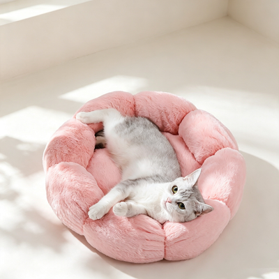 Flower Shaped Plush Cat Bed
